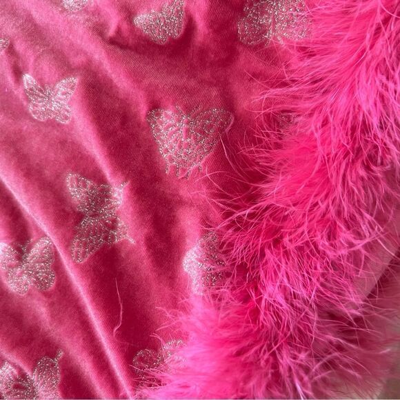 Pink Feather Trim Skirt and Top set - Picture 3 of 4